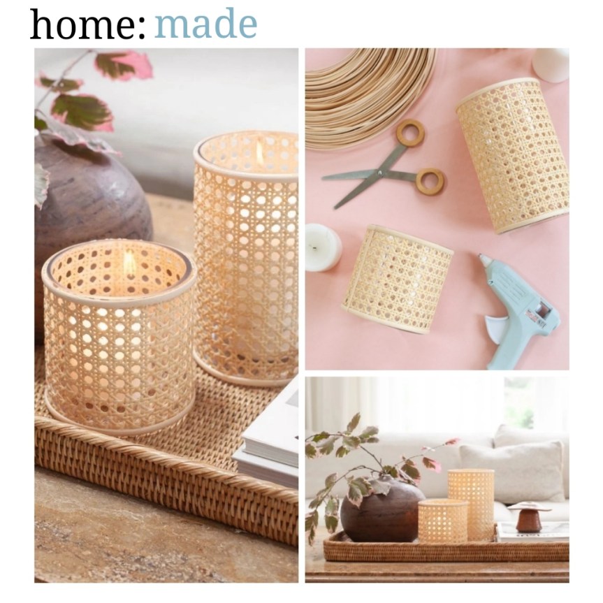 home: made [ cane candle holder&nbsp;]